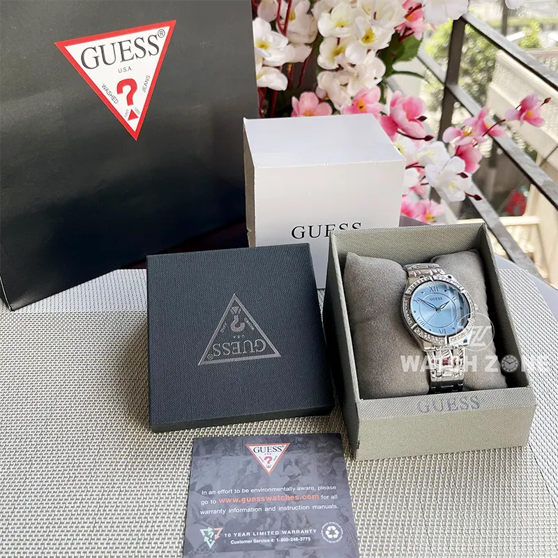 Guess Cosmo Blue Dial Silver-Tone Ladies Watch | GW0033L5